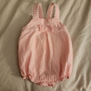 Janie and Jack Pink Baby Girl Checkered Plaid Bubble Ruffle Butt Fringe Bow